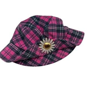 Madden NYC Pink Black Bucket Hat Flower Brooch One Size
